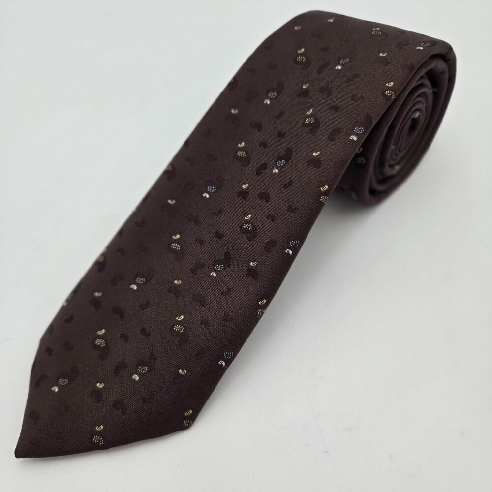 Vintage‎ 1959 Claude Du Pre Collectible Tie Brown Small Paisley 3 Inch X 58 Inch